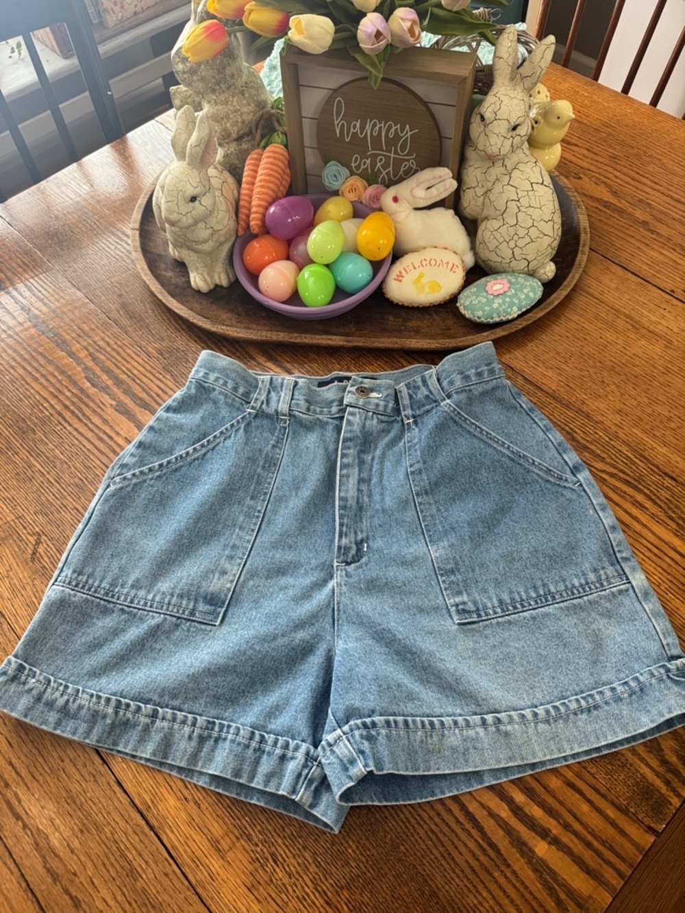 Vintage L.A. Blues High Rise Wide Leg Light Wash Denim Jean Mom Shorts 12